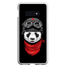 Чехол для Samsung S10E с принтом Панда Танкист  в Новосибирске, Силикон | Область печати: задняя сторона чехла, без боковых панелей | animal | funny | panda | военный | животные | звери | милые | очки | панда | прикол | хипстер