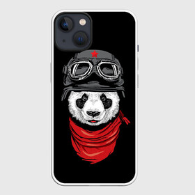 Чехол для iPhone 13 с принтом Панда Танкист в Новосибирске,  |  | animal | funny | panda | военный | животные | звери | милые | очки | панда | прикол | хипстер