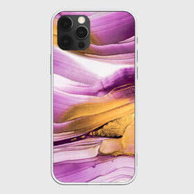 Чехол для iPhone 12 Pro с принтом Наслоение красок  в Новосибирске, силикон | область печати: задняя сторона чехла, без боковых панелей | fluid art | абстракция | золото | краска | полосы | слои