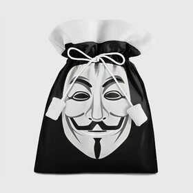 Подарочный 3D мешок с принтом Guy Fawkes в Новосибирске, 100% полиэстер | Размер: 29*39 см | Тематика изображения на принте: белый | бородка | гай фокс | лицо | маска | усы | черный