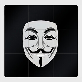 Магнитный плакат 3Х3 с принтом Guy Fawkes в Новосибирске, Полимерный материал с магнитным слоем | 9 деталей размером 9*9 см | белый | бородка | гай фокс | лицо | маска | усы | черный
