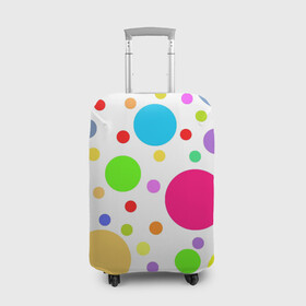 Чехол для чемодана 3D с принтом Polka dot в Новосибирске, 86% полиэфир, 14% спандекс | двустороннее нанесение принта, прорези для ручек и колес | dotted | в горошек | зелёный | красный | разноцветный | синий | узор