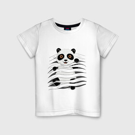 Детская футболка хлопок с принтом МАЛЫШ ПАНДА в Новосибирске, 100% хлопок | круглый вырез горловины, полуприлегающий силуэт, длина до линии бедер | baby | bear | china | honey | little | panda | sweet | texture | иллюзия | китай | малыш | медведь | милый | мишка | няшка | панда | текстуры