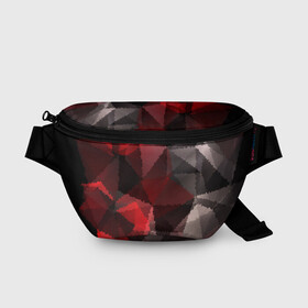 Поясная сумка 3D с принтом Серо-красная абстракция  в Новосибирске, 100% полиэстер | плотная ткань, ремень с регулируемой длиной, внутри несколько карманов для мелочей, основное отделение и карман с обратной стороны сумки застегиваются на молнию | абстрактный | красный | креативный | модный | мозаичный узор | серый | текстура
