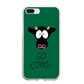 Чехол для iPhone 7Plus/8 Plus матовый с принтом Go Cows в Новосибирске, Силикон | Область печати: задняя сторона чехла, без боковых панелей | cow | south park | sport | коровы | мульт | мультфильм | спорт | южный парк