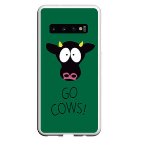Чехол для Samsung Galaxy S10 с принтом Go Cows в Новосибирске, Силикон | Область печати: задняя сторона чехла, без боковых панелей | cow | south park | sport | коровы | мульт | мультфильм | спорт | южный парк