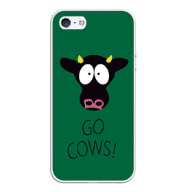 Чехол для iPhone 5/5S матовый с принтом Go Cows в Новосибирске, Силикон | Область печати: задняя сторона чехла, без боковых панелей | cow | south park | sport | коровы | мульт | мультфильм | спорт | южный парк