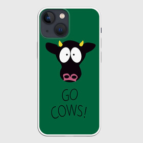 Чехол для iPhone 13 mini с принтом Go Cows в Новосибирске,  |  | cow | south park | sport | коровы | мульт | мультфильм | спорт | южный парк