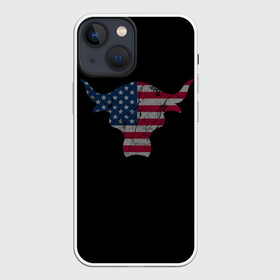 Чехол для iPhone 13 mini с принтом The Bull в Новосибирске,  |  | америка | белый | бык | звёзды | красный | полоски | рога | флаг