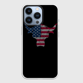 Чехол для iPhone 13 Pro с принтом The Bull в Новосибирске,  |  | америка | белый | бык | звёзды | красный | полоски | рога | флаг