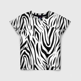 Детская футболка 3D с принтом Черно-белая зебра в Новосибирске, 100% гипоаллергенный полиэфир | прямой крой, круглый вырез горловины, длина до линии бедер, чуть спущенное плечо, ткань немного тянется | зебра | модный | молодежный | популярный | современный | тигровый | тренд | черно белый