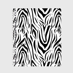 Тетрадь с принтом Черно-белая зебра в Новосибирске, 100% бумага | 48 листов, плотность листов — 60 г/м2, плотность картонной обложки — 250 г/м2. Листы скреплены сбоку удобной пружинной спиралью. Уголки страниц и обложки скругленные. Цвет линий — светло-серый
 | зебра | модный | молодежный | популярный | современный | тигровый | тренд | черно белый