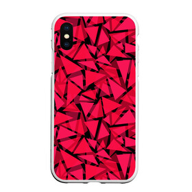 Чехол для iPhone XS Max матовый с принтом Красно-черный полигональный в Новосибирске, Силикон | Область печати: задняя сторона чехла, без боковых панелей | Тематика изображения на принте: абстрактный | алый | геометрический | детский | красный | молодежный | современный | текстура | треугольники | узор