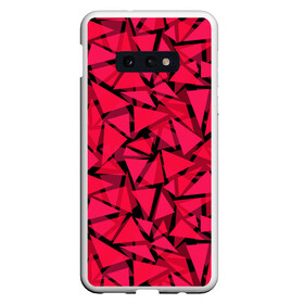 Чехол для Samsung S10E с принтом Красно-черный полигональный в Новосибирске, Силикон | Область печати: задняя сторона чехла, без боковых панелей | Тематика изображения на принте: абстрактный | алый | геометрический | детский | красный | молодежный | современный | текстура | треугольники | узор