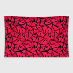 Флаг-баннер с принтом Красно-черный полигональный в Новосибирске, 100% полиэстер | размер 67 х 109 см, плотность ткани — 95 г/м2; по краям флага есть четыре люверса для крепления | Тематика изображения на принте: абстрактный | алый | геометрический | детский | красный | молодежный | современный | текстура | треугольники | узор