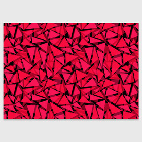 Поздравительная открытка с принтом Красно-черный полигональный в Новосибирске, 100% бумага | плотность бумаги 280 г/м2, матовая, на обратной стороне линовка и место для марки
 | абстрактный | алый | геометрический | детский | красный | молодежный | современный | текстура | треугольники | узор