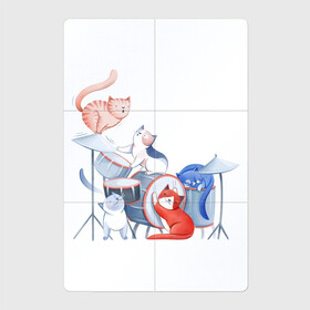 Магнитный плакат 2Х3 с принтом Кошачья группа в Новосибирске, Полимерный материал с магнитным слоем | 6 деталей размером 9*9 см | Тематика изображения на принте: арт | барабаны | группа | кот | котик | кошачья группа | кошачья стая | кошка | музыка | музыкальная группа | музыканты | рисунок