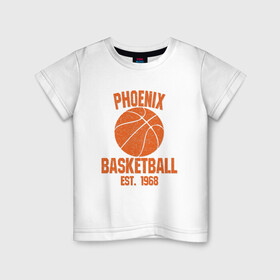 Детская футболка хлопок с принтом Phoenix Basketball в Новосибирске, 100% хлопок | круглый вырез горловины, полуприлегающий силуэт, длина до линии бедер | basketball | mvp | nba | phoenix | sport | streetball | suns | аризона | баскетбол | игра | крис пол | мяч | нба | санс | спорт | стритбол | тренер | финикс | чемпион