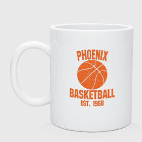 Кружка керамическая с принтом Phoenix Basketball в Новосибирске, керамика | объем — 330 мл, диаметр — 80 мм. Принт наносится на бока кружки, можно сделать два разных изображения | Тематика изображения на принте: basketball | mvp | nba | phoenix | sport | streetball | suns | аризона | баскетбол | игра | крис пол | мяч | нба | санс | спорт | стритбол | тренер | финикс | чемпион