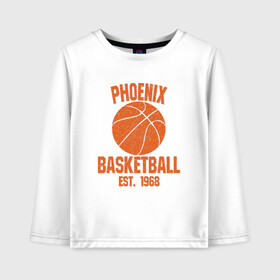 Детский лонгслив хлопок с принтом Phoenix Basketball в Новосибирске, 100% хлопок | круглый вырез горловины, полуприлегающий силуэт, длина до линии бедер | basketball | mvp | nba | phoenix | sport | streetball | suns | аризона | баскетбол | игра | крис пол | мяч | нба | санс | спорт | стритбол | тренер | финикс | чемпион