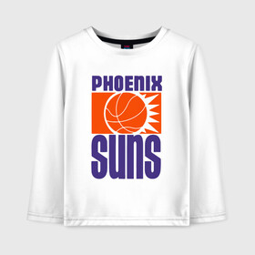 Детский лонгслив хлопок с принтом Phoenix Suns в Новосибирске, 100% хлопок | круглый вырез горловины, полуприлегающий силуэт, длина до линии бедер | basketball | mvp | nba | phoenix | sport | streetball | suns | аризона | баскетбол | игра | крис пол | мяч | нба | санс | спорт | стритбол | тренер | финикс | чемпион