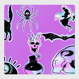 Магнитный плакат 3Х3 с принтом Зелье смерти,паук-Holographica в Новосибирске, Полимерный материал с магнитным слоем | 9 деталей размером 9*9 см | аннотация | голограмма | голографический | градиент | магия | переливающийся | фольга | фон