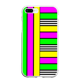 Чехол для iPhone 7Plus/8 Plus матовый с принтом полосатый неоновый модный узор в Новосибирске, Силикон | Область печати: задняя сторона чехла, без боковых панелей | Тематика изображения на принте: желтый неоновый | молодежный | неон | неоновый | неоновый зеленый | полосатый | разноцветный | розовый неоновый