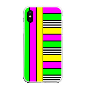 Чехол для iPhone XS Max матовый с принтом полосатый неоновый модный узор в Новосибирске, Силикон | Область печати: задняя сторона чехла, без боковых панелей | Тематика изображения на принте: желтый неоновый | молодежный | неон | неоновый | неоновый зеленый | полосатый | разноцветный | розовый неоновый