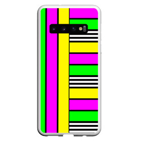 Чехол для Samsung Galaxy S10 с принтом полосатый неоновый модный узор в Новосибирске, Силикон | Область печати: задняя сторона чехла, без боковых панелей | Тематика изображения на принте: желтый неоновый | молодежный | неон | неоновый | неоновый зеленый | полосатый | разноцветный | розовый неоновый
