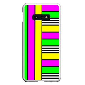 Чехол для Samsung S10E с принтом полосатый неоновый модный узор в Новосибирске, Силикон | Область печати: задняя сторона чехла, без боковых панелей | желтый неоновый | молодежный | неон | неоновый | неоновый зеленый | полосатый | разноцветный | розовый неоновый