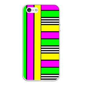 Чехол для iPhone 5/5S матовый с принтом полосатый неоновый модный узор в Новосибирске, Силикон | Область печати: задняя сторона чехла, без боковых панелей | Тематика изображения на принте: желтый неоновый | молодежный | неон | неоновый | неоновый зеленый | полосатый | разноцветный | розовый неоновый