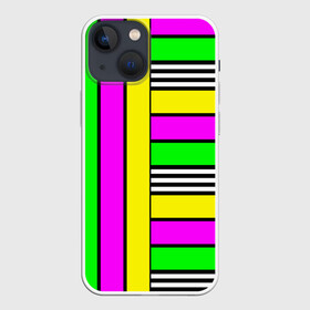 Чехол для iPhone 13 mini с принтом полосатый неоновый модный узор в Новосибирске,  |  | желтый неоновый | молодежный | неон | неоновый | неоновый зеленый | полосатый | разноцветный | розовый неоновый