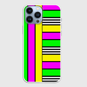 Чехол для iPhone 13 Pro Max с принтом полосатый неоновый модный узор в Новосибирске,  |  | Тематика изображения на принте: желтый неоновый | молодежный | неон | неоновый | неоновый зеленый | полосатый | разноцветный | розовый неоновый