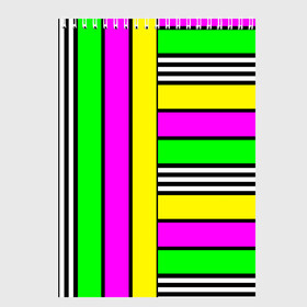 Скетчбук с принтом полосатый неоновый модный узор в Новосибирске, 100% бумага
 | 48 листов, плотность листов — 100 г/м2, плотность картонной обложки — 250 г/м2. Листы скреплены сверху удобной пружинной спиралью | Тематика изображения на принте: желтый неоновый | молодежный | неон | неоновый | неоновый зеленый | полосатый | разноцветный | розовый неоновый
