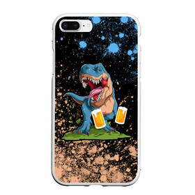 Чехол для iPhone 7Plus/8 Plus матовый с принтом Пивозавр - Краска в Новосибирске, Силикон | Область печати: задняя сторона чехла, без боковых панелей | Тематика изображения на принте: dinosaur | pivo | pivozavr | взрыв | динозавр | краска | прикол