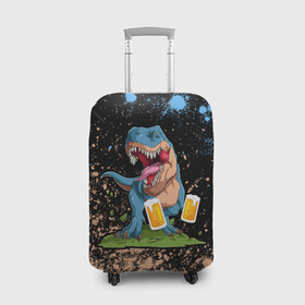 Чехол для чемодана 3D с принтом Пивозавр - Краска в Новосибирске, 86% полиэфир, 14% спандекс | двустороннее нанесение принта, прорези для ручек и колес | dinosaur | pivo | pivozavr | взрыв | динозавр | краска | прикол