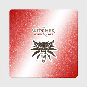 Магнит виниловый Квадрат с принтом The Witcher Monster Slayer - Noise в Новосибирске, полимерный материал с магнитным слоем | размер 9*9 см, закругленные углы | game | games | hunt | logo | monster | slayer | the | wild | witcher | ведьмак | дикая | игра | игры | лого | охота | охотник на монстров | шум