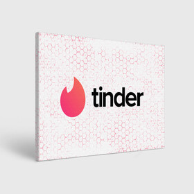 Холст прямоугольный с принтом Tinder - Honeycomb в Новосибирске, 100% ПВХ |  | app | application | fire | logo | symbol | tinder | знакомства | лого | любовь | огонек | приложение | символ | соты | тиндер