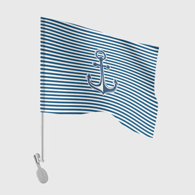 Флаг для автомобиля с принтом Тельняшка с якорем в Новосибирске, 100% полиэстер | Размер: 30*21 см | anchor | marine | vest | vest with anchor | морская | тельняшка | тельняшка с якорем | якорь