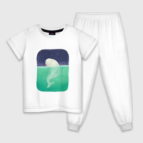 Детская пижама хлопок с принтом Белуха в Новосибирске, 100% хлопок |  брюки и футболка прямого кроя, без карманов, на брюках мягкая резинка на поясе и по низу штанин
 | арт | белуха | звезда | звёзды | море | ночное небо | ночь | океан | природа | рисунок