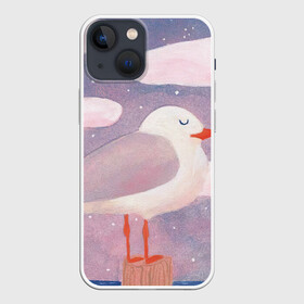 Чехол для iPhone 13 mini с принтом Отдыхающая чайка в Новосибирске,  |  | арт | закат | звезда | звёздное небо | звёзды | небо | ночное небо | облака | облако | природа | птица | рисунок | сон | чайка
