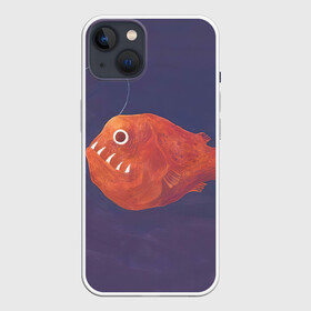 Чехол для iPhone 13 с принтом Удильщик в Новосибирске,  |  | арт | глубина | глубина моря | глубина океана | дно | дно морское | море | морской чёрт | океан | природа | рисунок | рыба | тьма | удильщик | фонарик | фонарь | хищник