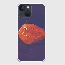 Чехол для iPhone 13 mini с принтом Удильщик в Новосибирске,  |  | арт | глубина | глубина моря | глубина океана | дно | дно морское | море | морской чёрт | океан | природа | рисунок | рыба | тьма | удильщик | фонарик | фонарь | хищник