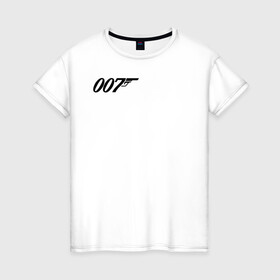 Женская футболка хлопок с принтом 007 лого в Новосибирске, 100% хлопок | прямой крой, круглый вырез горловины, длина до линии бедер, слегка спущенное плечо | 007 | bond | james bond | no time to die | бонд | джеймс бонд | кино | не время умирать
