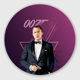 Коврик для мышки круглый с принтом агент 007 Джеймс Бонд в Новосибирске, резина и полиэстер | круглая форма, изображение наносится на всю лицевую часть | 007 | bond | james bond | no time to die | бонд | джеймс бонд | кино | не время умирать