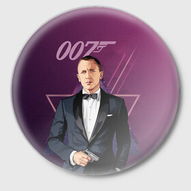 Значок с принтом агент 007 Джеймс Бонд в Новосибирске,  металл | круглая форма, металлическая застежка в виде булавки | Тематика изображения на принте: 007 | bond | james bond | no time to die | бонд | джеймс бонд | кино | не время умирать