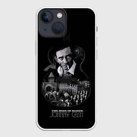 Чехол для iPhone 13 mini с принтом JOHNNY CASH в Новосибирске,  |  | black | blues | cash | dark | guitar | johnny | man | rock | usa | блюз | гитара | джони | джонни | кэш | музыка | разное | рок | сша | человек | черный