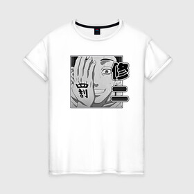 Женская футболка хлопок с принтом Токийские Мстители Ханма в Новосибирске, 100% хлопок | прямой крой, круглый вырез горловины, длина до линии бедер, слегка спущенное плечо | shuuji hanma | вальхалла | свастика | сюдзи | ханма