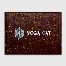 Обложка для студенческого билета с принтом Кошачья Йога - Гранж в Новосибирске, натуральная кожа | Размер: 11*8 см; Печать на всей внешней стороне | cat | cats | yoga | гранж | дзен | инь | йога | кот | коты | кошачья | кошка | кошки | намасте | практика | расслабление | хамса | янь