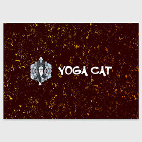 Поздравительная открытка с принтом Кошачья Йога - Гранж в Новосибирске, 100% бумага | плотность бумаги 280 г/м2, матовая, на обратной стороне линовка и место для марки
 | Тематика изображения на принте: cat | cats | yoga | гранж | дзен | инь | йога | кот | коты | кошачья | кошка | кошки | намасте | практика | расслабление | хамса | янь